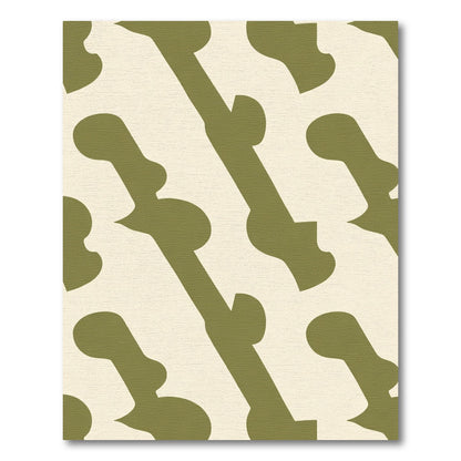 Olive Green Abstract Bone Shapes Rug