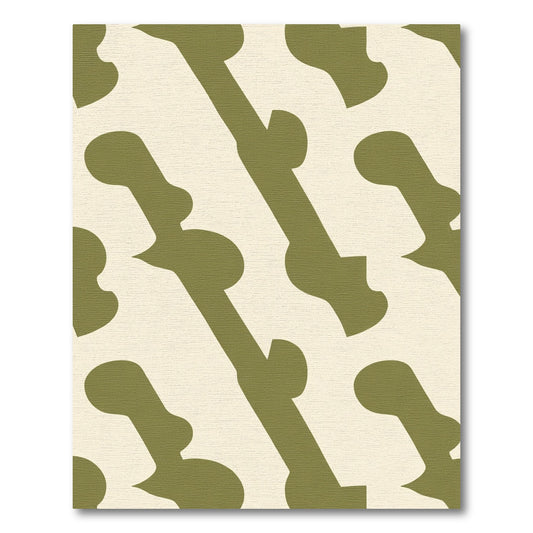 Olive Green Abstract Bone Shapes Rug