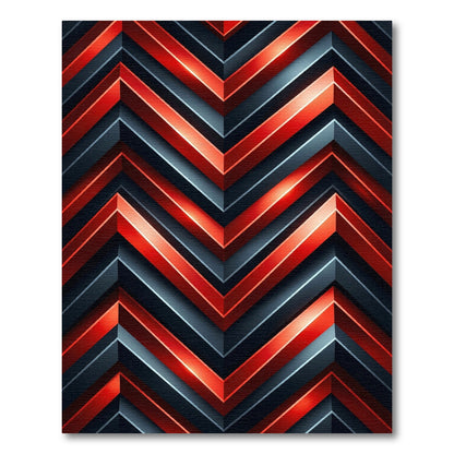 Bold Red Chevron Dimensional Rug