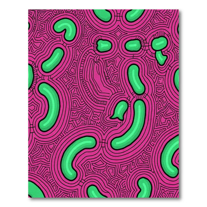 Vibrant Pink Green Organic Loops Rug