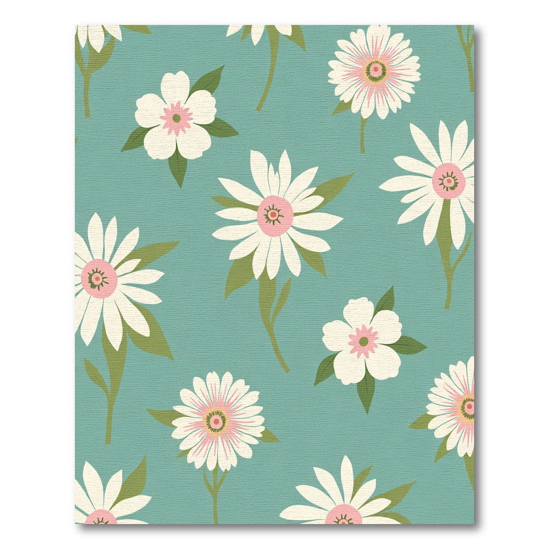 Soft White Pink Daisy Field Rug