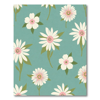 Soft White Pink Daisy Field Rug