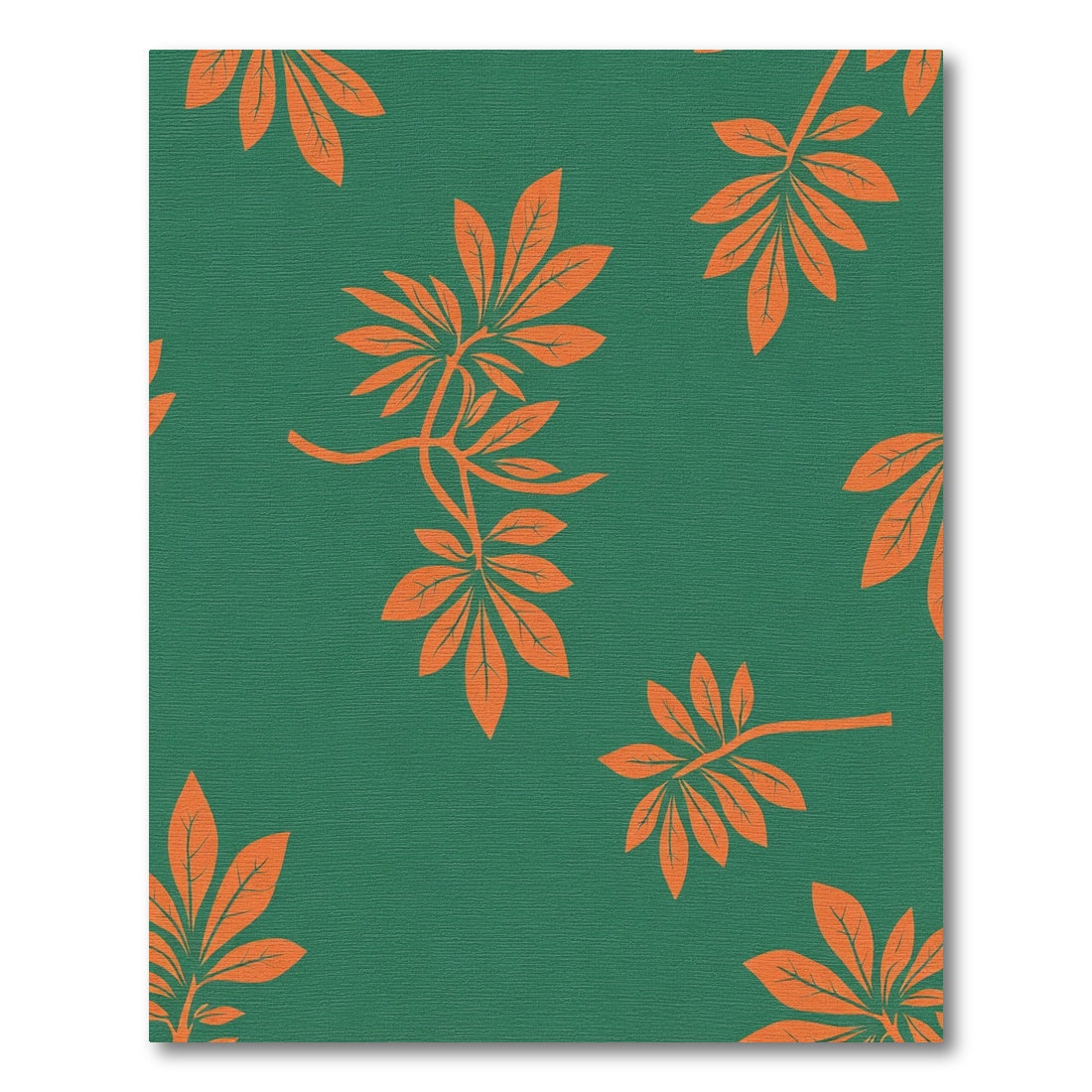 Vibrant Orange Leafy Branches on Green Rug