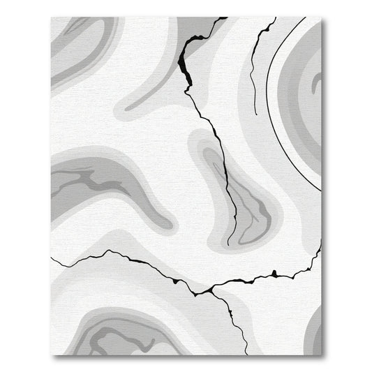 Monochrome Marbled Swirl Abstract Rug