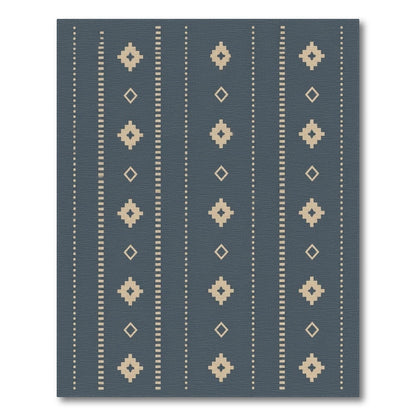 Blue and Teal Blue Heritage Tribal Area Rug