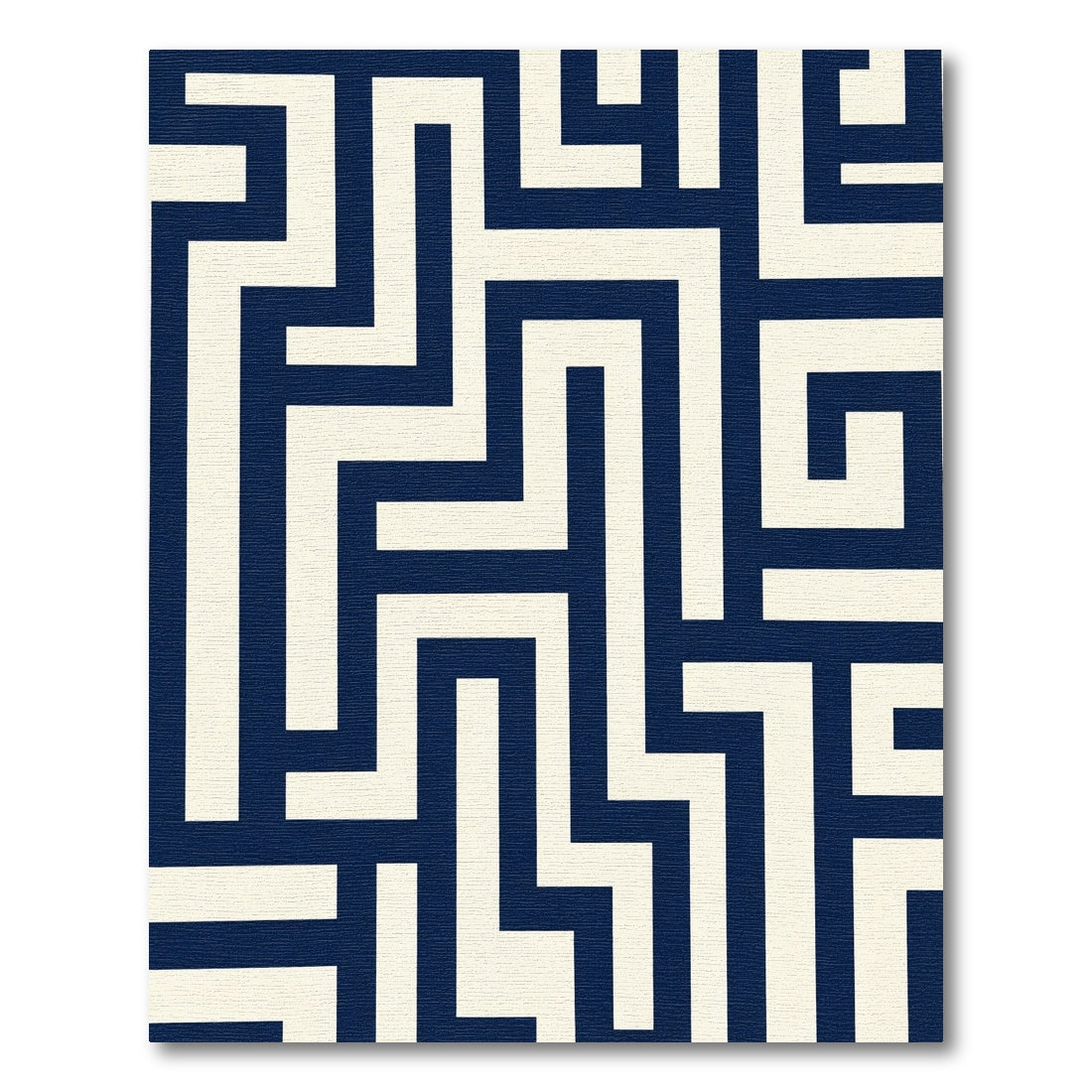 Navy And Cream Maze Geometric Rug