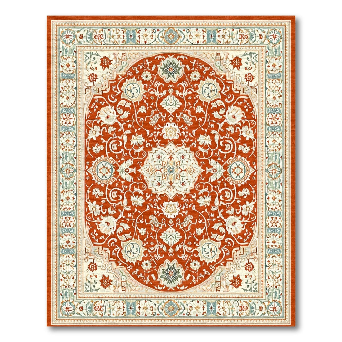 Red Persian Floral Medallion Area Rug