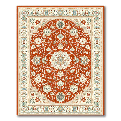 Red Persian Floral Medallion Area Rug