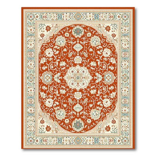 Red Persian Floral Medallion Area Rug