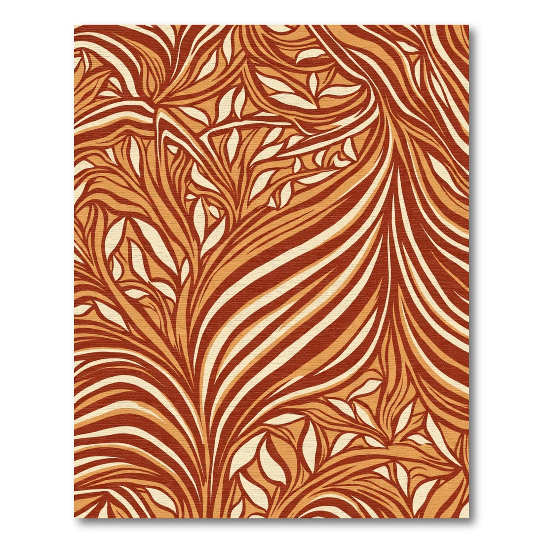 Terracotta Tones Organic Leaf Swirl Rug