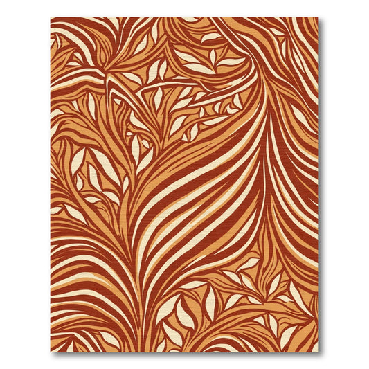 Terracotta Tones Organic Leaf Swirl Rug