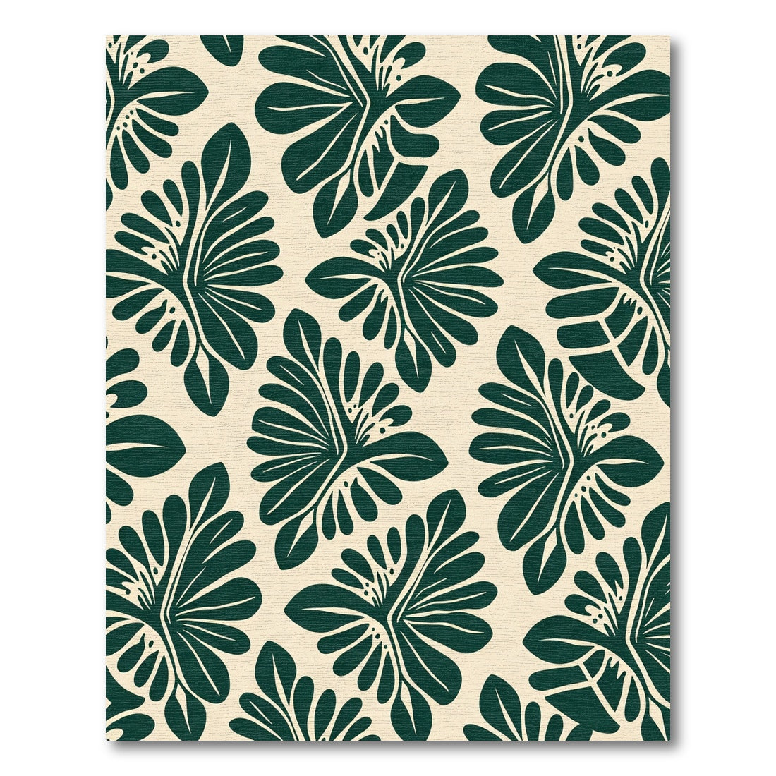 Dark Green Fern Leaf Pattern Rug
