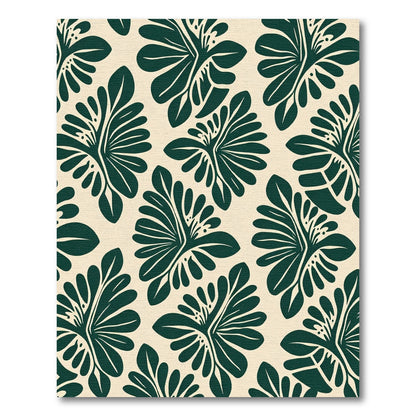 Dark Green Fern Leaf Pattern Rug