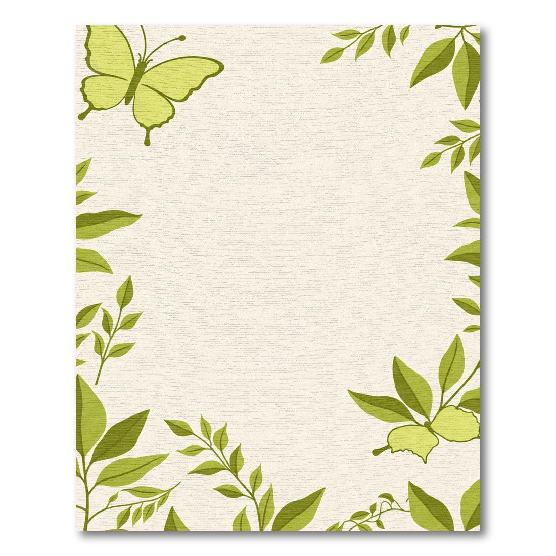 Lovely Chartreuse Butterfly Leaf Border Rug