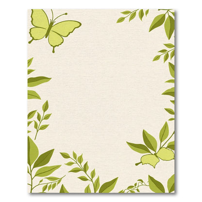 Lovely Chartreuse Butterfly Leaf Border Rug