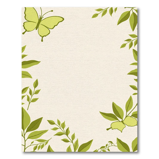 Lovely Chartreuse Butterfly Leaf Border Rug