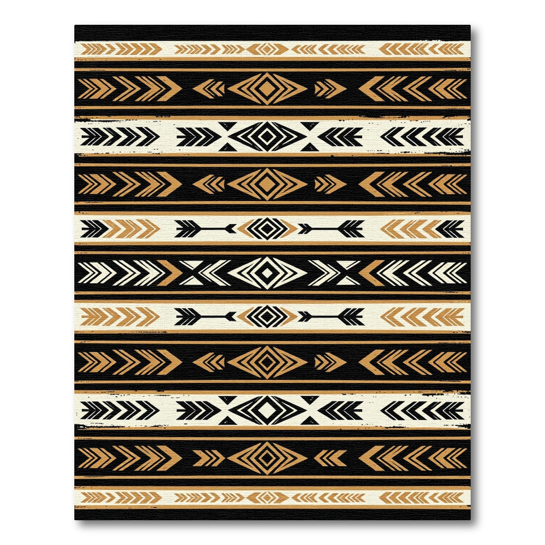 Black Gold Tribal Arrow Geometric Rug