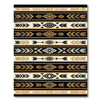 Black Gold Tribal Arrow Geometric Rug