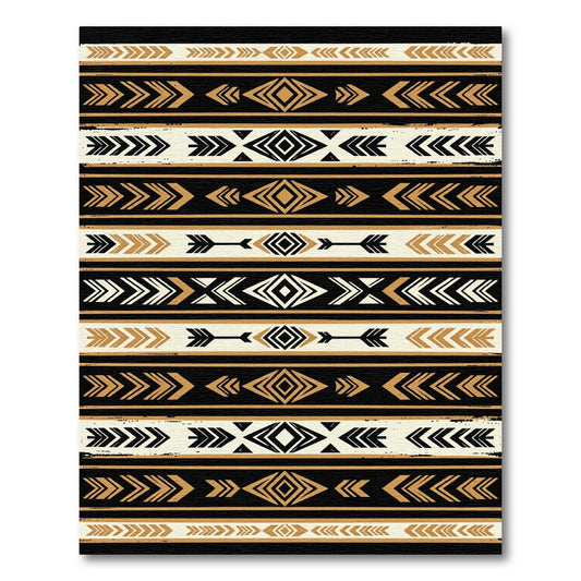Black Gold Tribal Arrow Geometric Rug