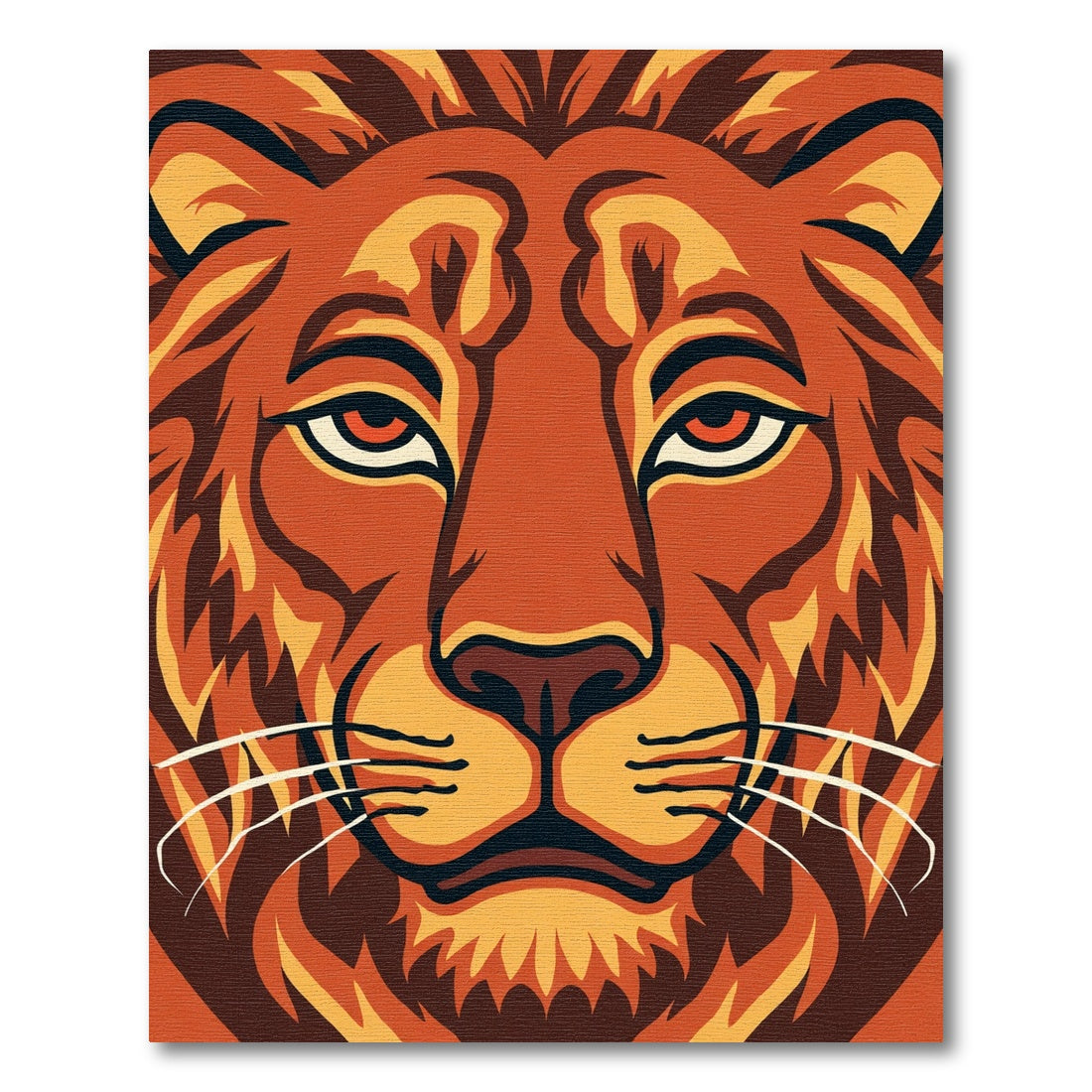 Bold Orange Lion Face Portrait Rug