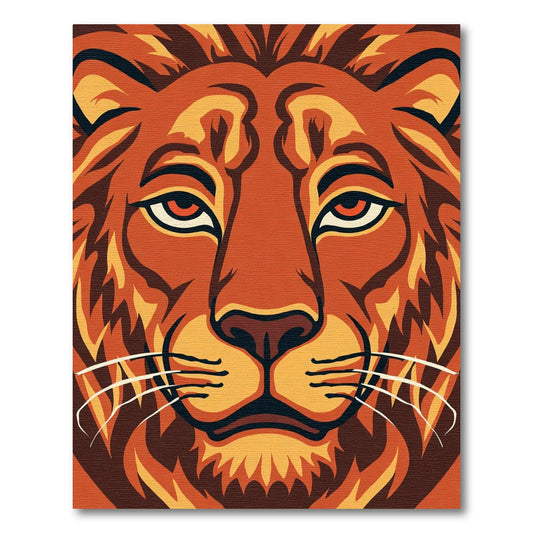 Bold Orange Lion Face Portrait Rug