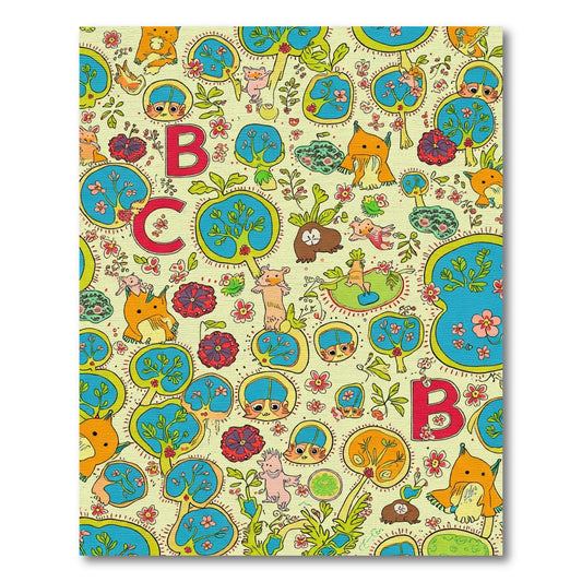 Whimsical Creatures And Alphabet Yellow Rug