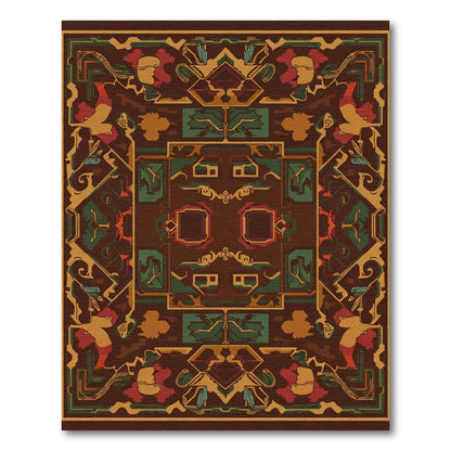 Earthy Geometric Bird Medallion Rug