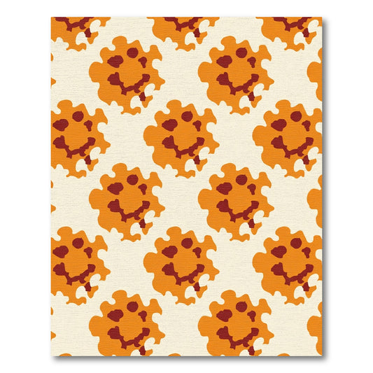 Orange Amber Smiley Cloud Repeating Rug