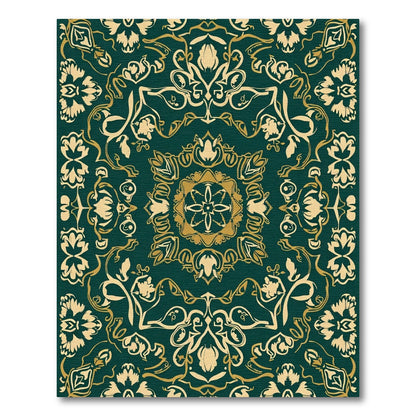 Emerald Gold Floral Mandala Rug