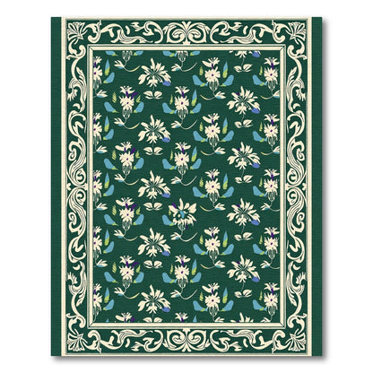 Emerald Green Botanical Floral Medallion Rug