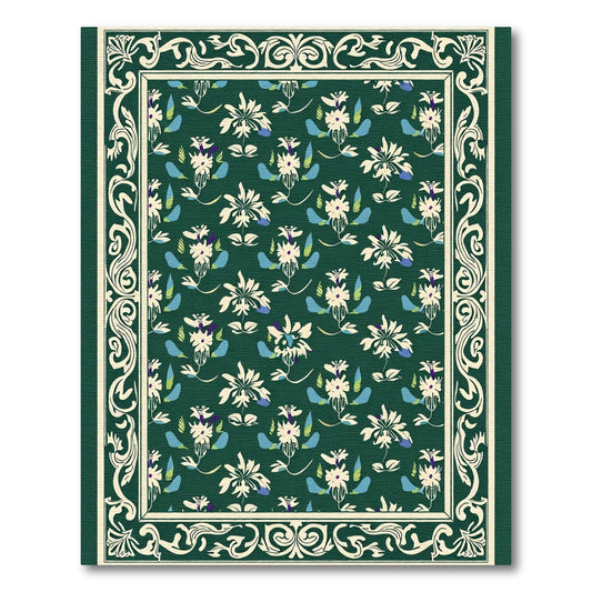 Emerald Green Botanical Floral Medallion Rug