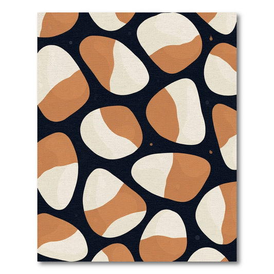 Modern Cream and Tan Abstract Stones Rug