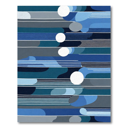 Abstract Blue Gradient Wave Lines Rug