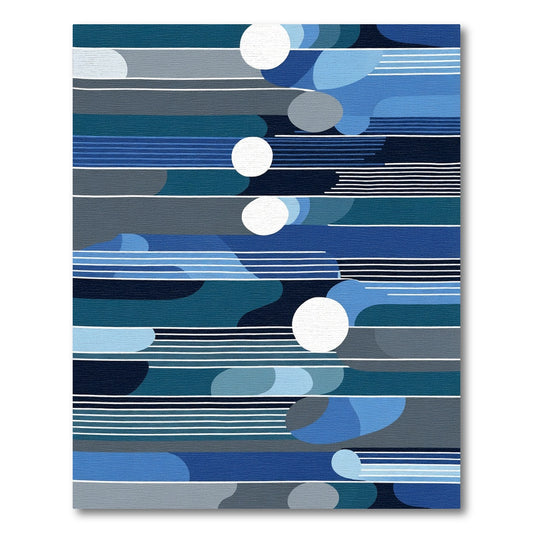 Abstract Blue Gradient Wave Lines Rug