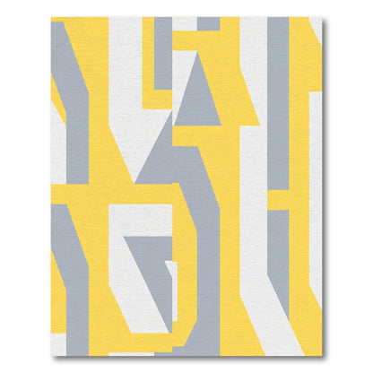 Abstract Yellow Gray Geometric Layers Rug