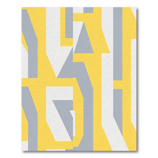 Abstract Yellow Gray Geometric Layers Rug