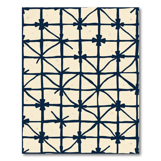 Navy Grid Starburst Textile Rug