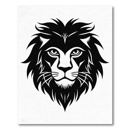 Bold Black Lion Head Statement Rug