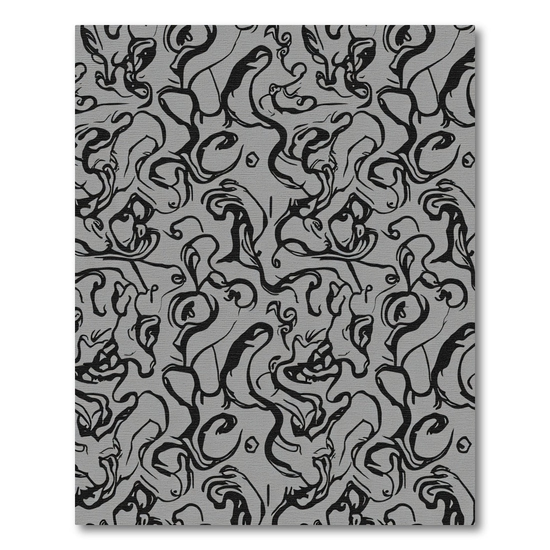 Black Swirls Abstract Gray Background Rug