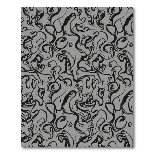 Black Swirls Abstract Gray Background Rug
