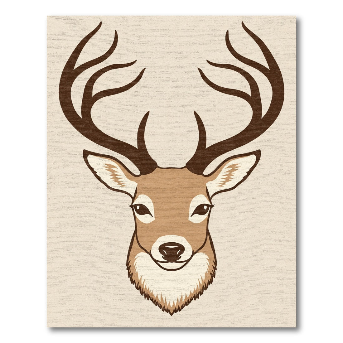 Rustic Brown Antlered Deer Portrait Rug