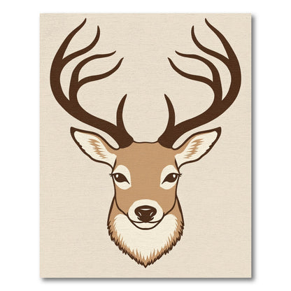 Rustic Brown Antlered Deer Portrait Rug