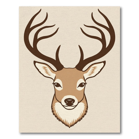 Rustic Brown Antlered Deer Portrait Rug
