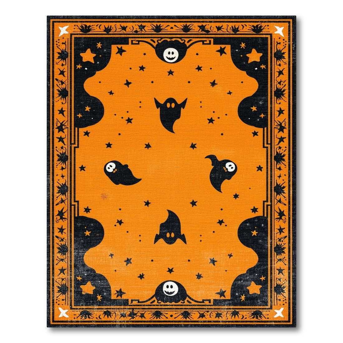 Orange Halloween Ghost Area Rug