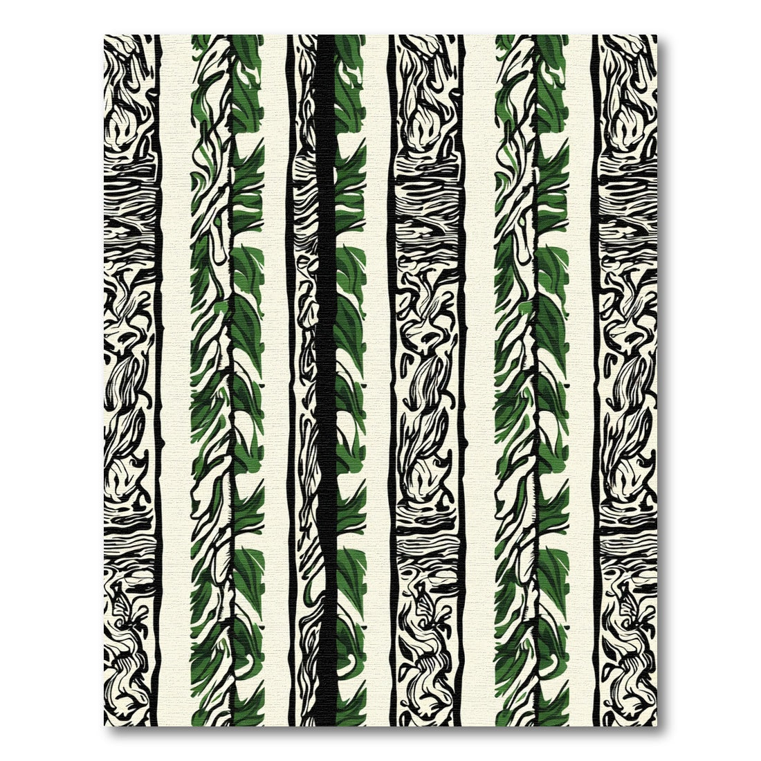 Green Leafy Vertical Stripes Rug
