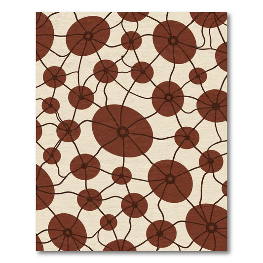 Crimson Circles Abstract Network Rug