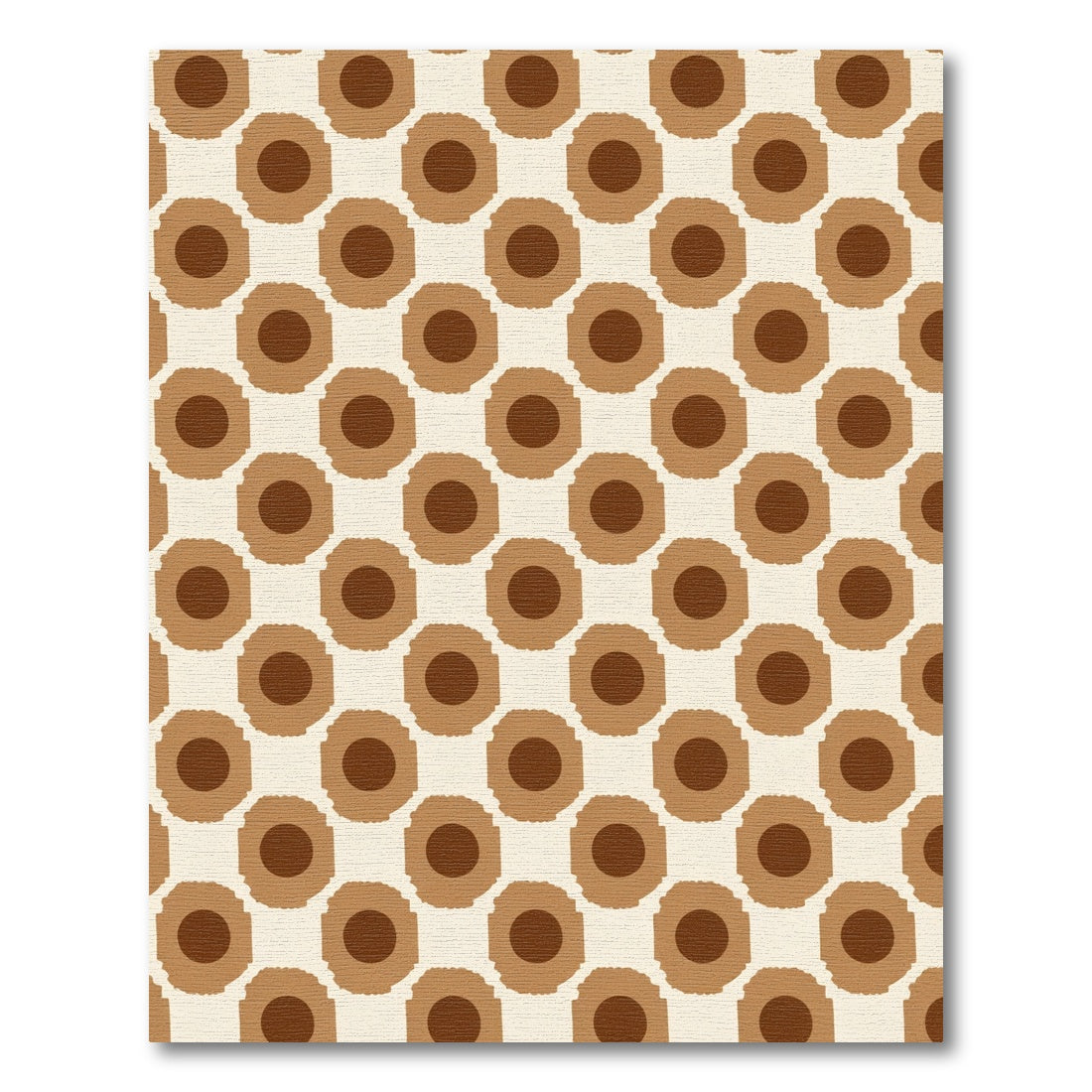 Brown Circle Sunburst Grid Rug