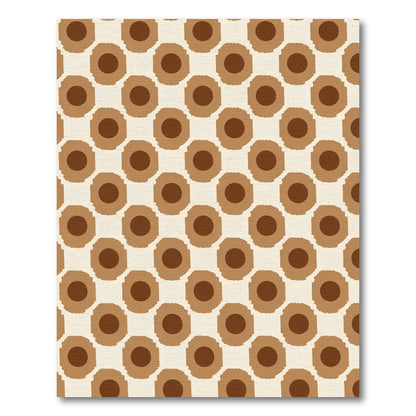 Brown Circle Sunburst Grid Rug
