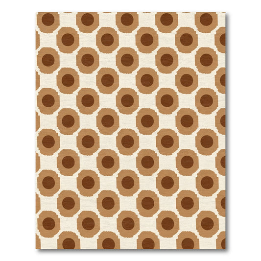 Brown Circle Sunburst Grid Rug