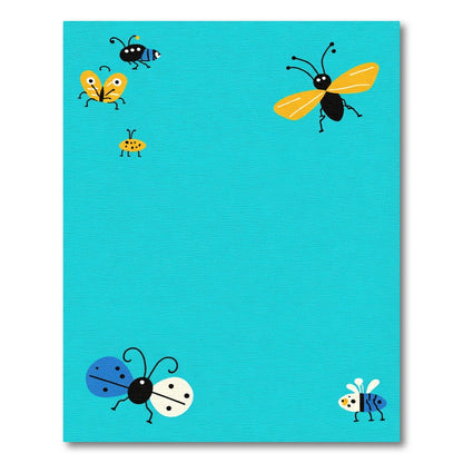 Whimsical Blue Yellow Insect Assortment Rug